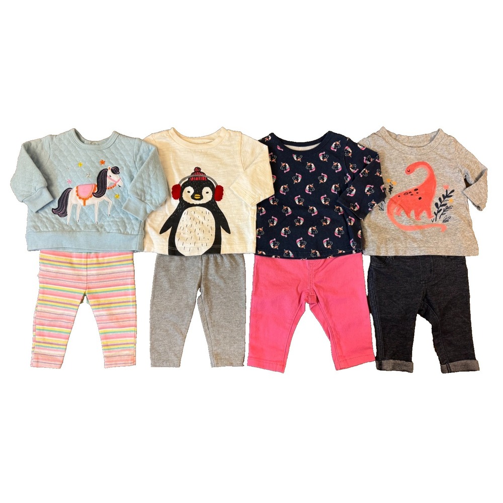 Baby Girl Clothes 0/3 Months Pants Long Sleeve Shirts Outfits Fall Lot Penguin